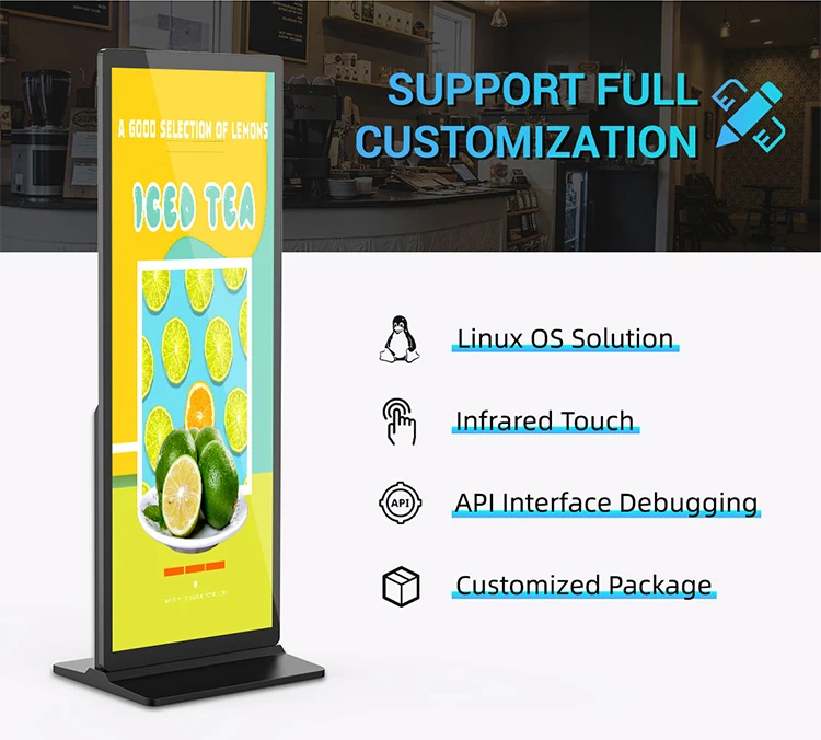 Indoor Digital Signage Touch Advertising 75 Inch Custom Standing Kiosk Video Wall Buy LED Display Advertising TV Screen