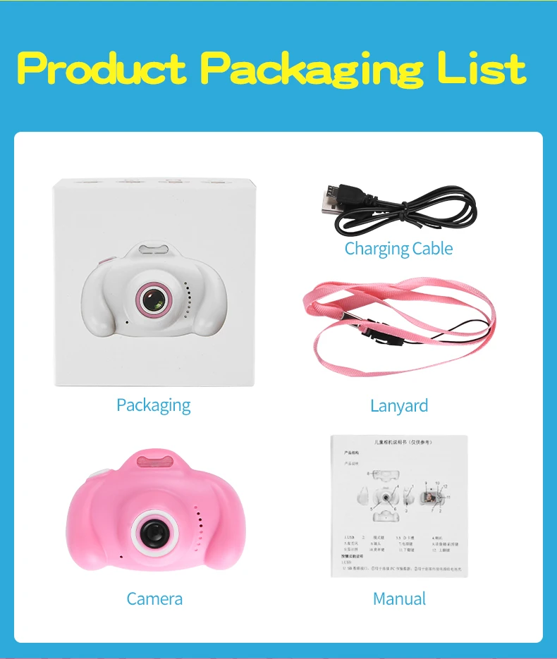 2021 HD 1080P Photo Stickers Video Camera for Christmas Birthday Gift Children Dual Lens Digital DV intstant Camera