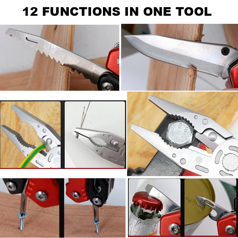 Hot Selling Multi Stainless Steel  Free Sample Wire Stripper Folding Combination Lock Camping Multi Pliers