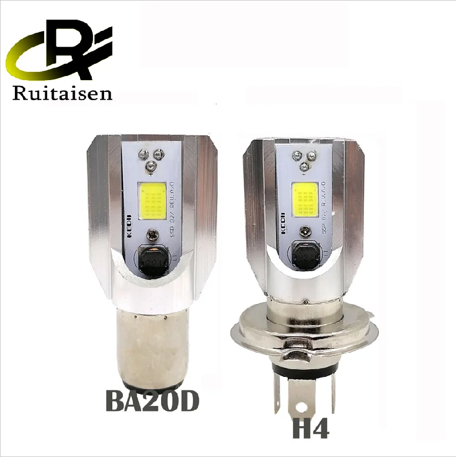 Светодиодная лампа H4 для мотоциклетных фар H6 BA20D COB Led H/L лампа 1200 лм аксессуары для скутеров и квадроциклов Противотуманные фары 12-36 в