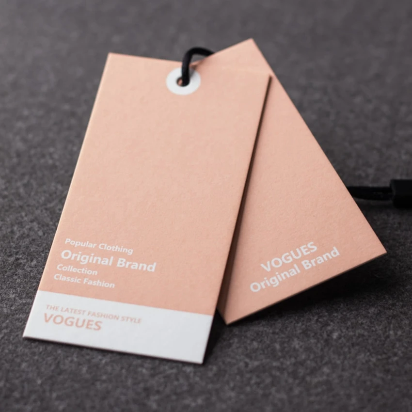 Delicate Paper Tag Customize logo White Kraft Paper Hang Tag With Polyester Rope