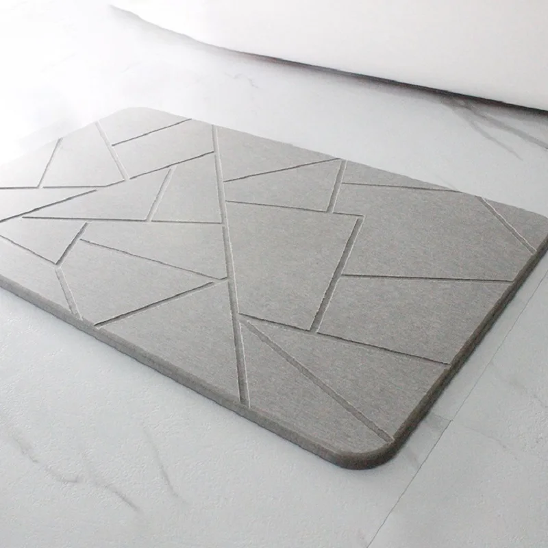 Latest Classic Fast Water Drying Ultra Absorbent Non-Slip Solid Grey Bath Mat Customized diatomaceous earth Stone Mat