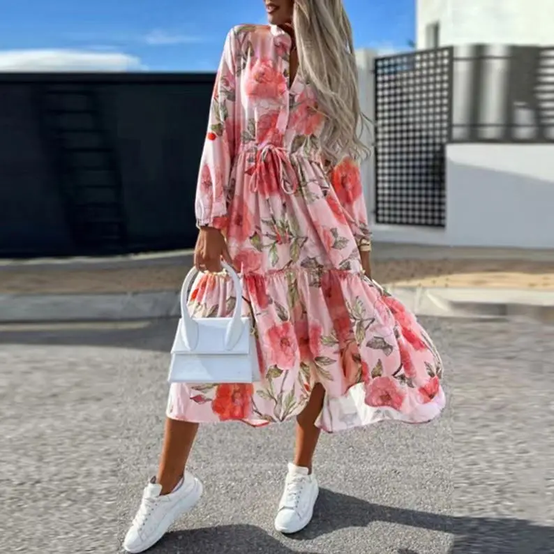 OEM High Quality Elegant Button Up Midi Sleeve Maxi Women Dress Delicate Summer Lace Insertion White Cotton Long Dress For Lady