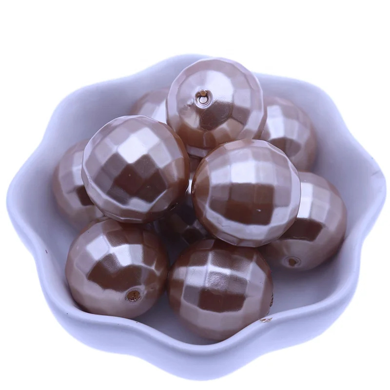 Factory Supplier Red Color Disco Bubblegum Ball Charms Faceted Earth Round New Plastic Pearl Beads For Decorative
