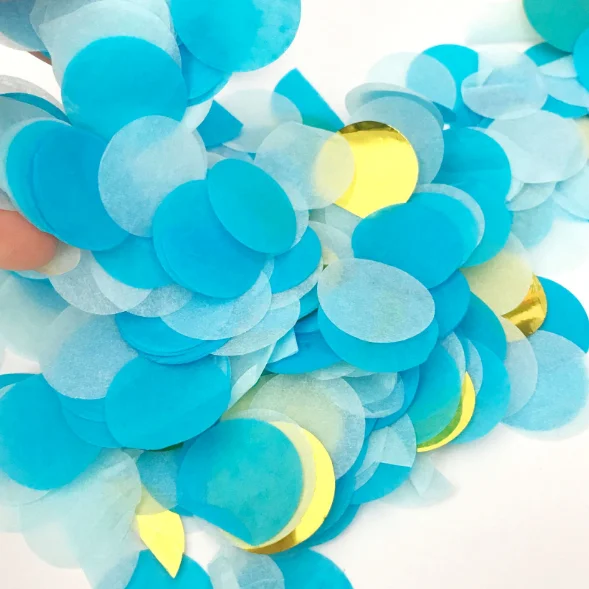 Confetti Paper 1 cm size pink blue colorful bulk Packed Round Tissue 10 g per bag for party