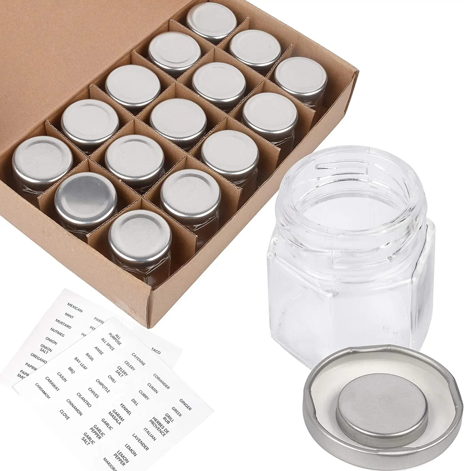 Customized Logo Small 45ml 1.5oz Hexagon Glass Jars Gold Silver Lid Glass Jars For Jam Honey Jelly Wedding Favors