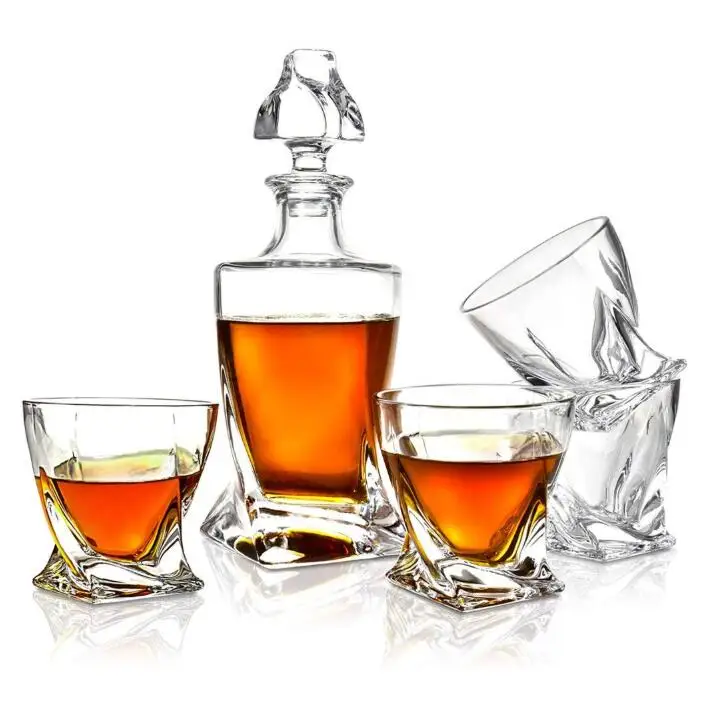 premium glass tumblers with heavy base and unique curved design whiskey glass