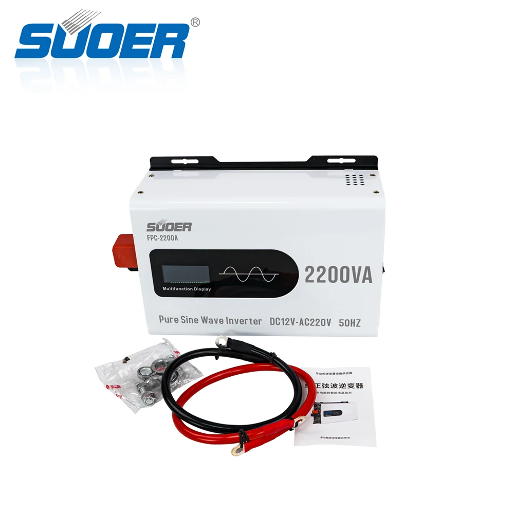 Suoer Multiple protection 12V 220v 2000W power Inverter Pure Sine Wave Inverter