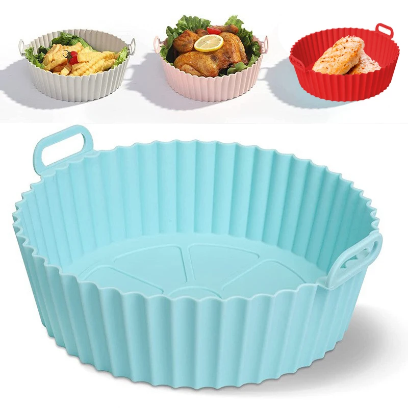 70g 8 inch 16 cm reusable air fryer accessories food safe air fryer silicone pot silicone air fryer liner for airfryer basket