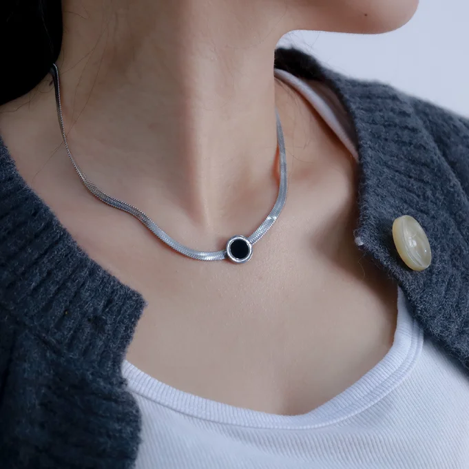 Cross-Border Hot Simple Roman Numerals Snake Bone Chain Ins Wind Stainless Steel Do Not Fade Necklace Female Niche Jewelry