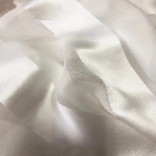 Promotion 100% Pure Silk Stripe Satin Silk Chiffon Stripe Fabric for Bride Dress Women Scarf