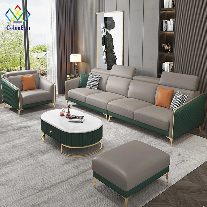 Italian Imported Leather Environmentally Friendly and Healthy Materials High Rebound Sponge Sectional Sofa CELS015