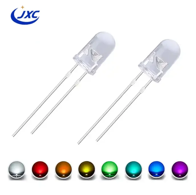 LED Encapsulation Series Long Pin 3MM LED Indicator Lighting Green Lighting Color 2.8V-3.4V LED Clear Diode Round Head