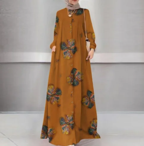Europe and America  four  color mix Muslim dresses Long flared Skirts Dress Islamic Clothing for Women