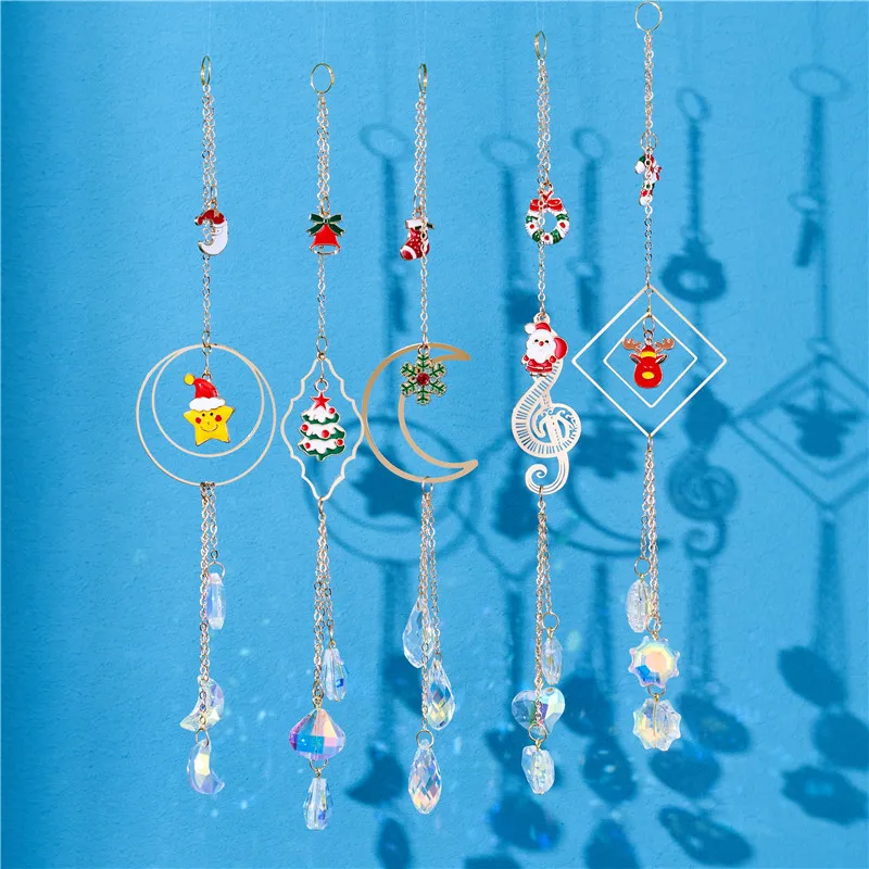 New AB colorful custom clouds moon shaped home Christmas decoration hanging pendant glass crystal sun catcher