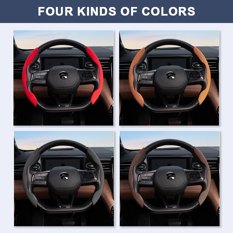Car Steering Wheel Cover Winter Suede Trim Protector Anti-skid Steering Wheel Plush Card Cover Four Seasons Universal