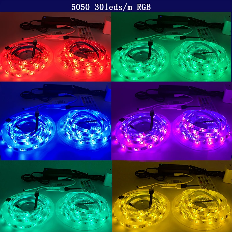 Гибкая светодиодная лента 12 В 32 фута RGB 5050 с пультом