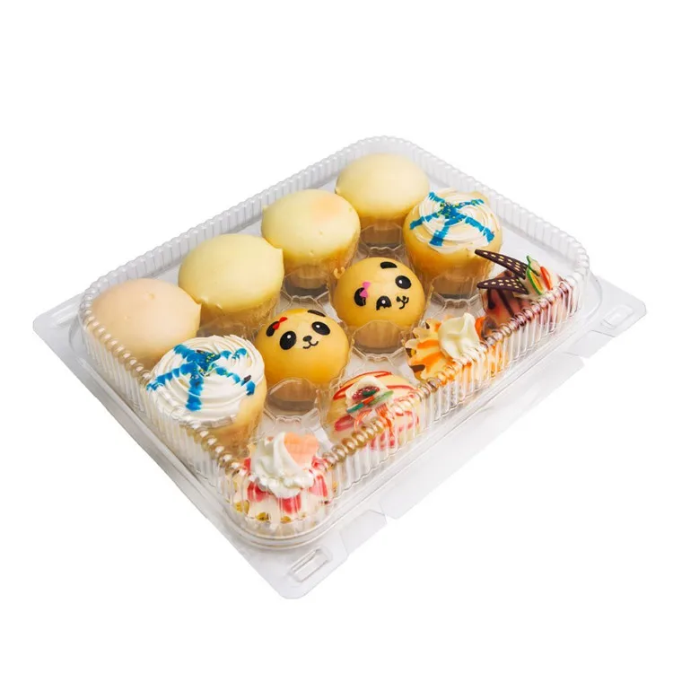 Factory Supply Clear Clamshell Plastic 12 Pack Cupcake Containers