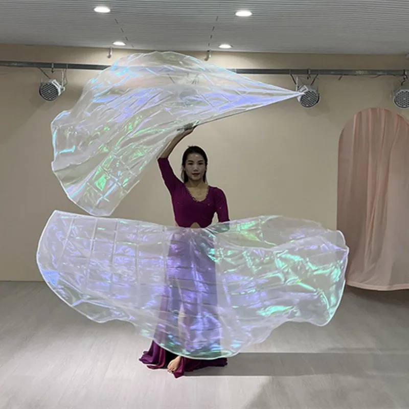 Набор флагов поклонения (2 флажка + стержни) аксессуар для костюмов Bellydance, церковные Бандерас, данза, большие размеры, прозрачный 190x140 см, серебро