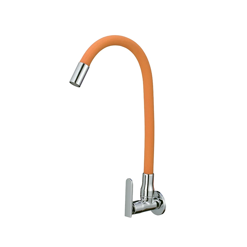 Universal Flexible Hose Wall Mounted Single Lever Cold Water Universal Swivel Silicon Tube Kitchen Faucet Tap