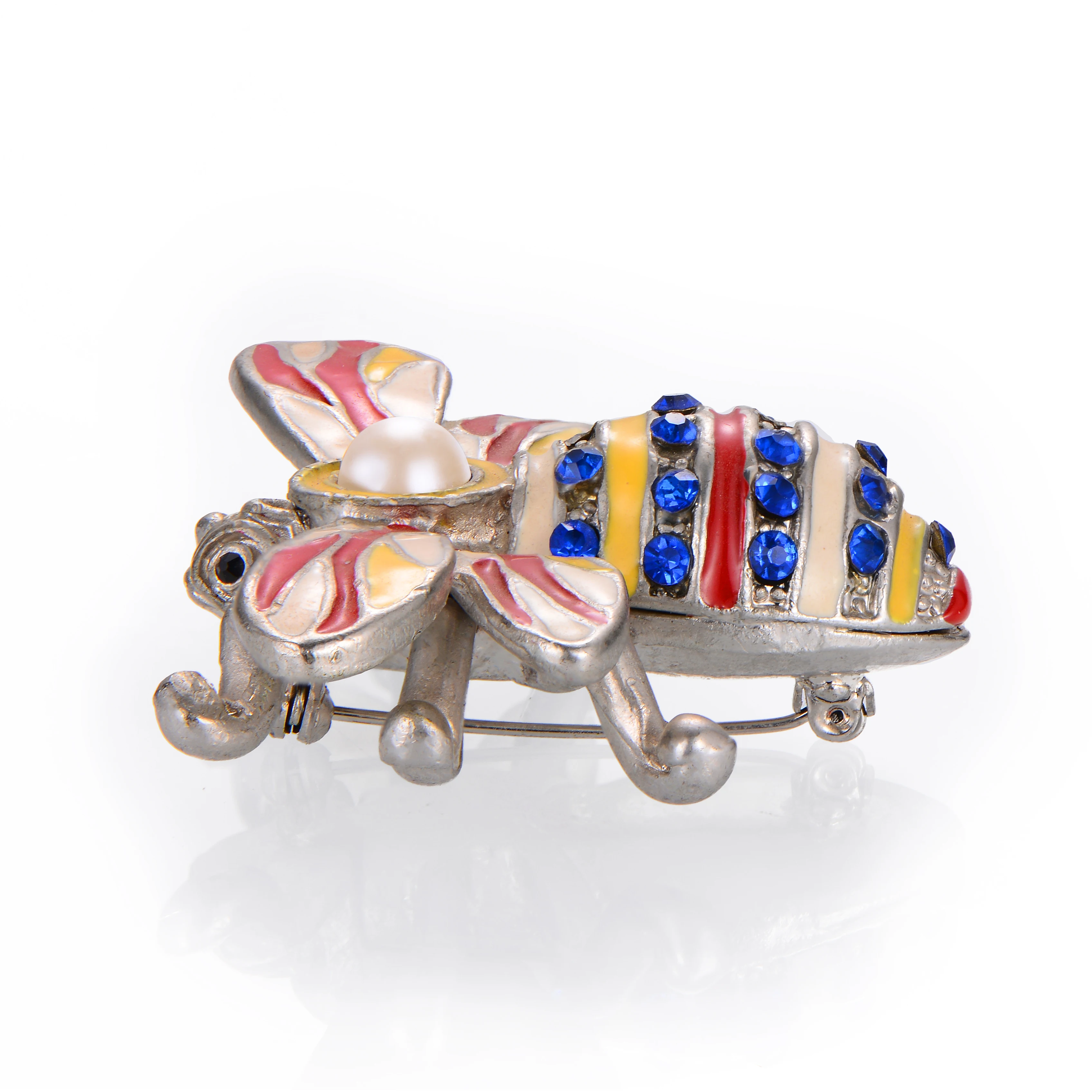 fashion custom decorative brooch bee rhinestone safety sweater charm pins