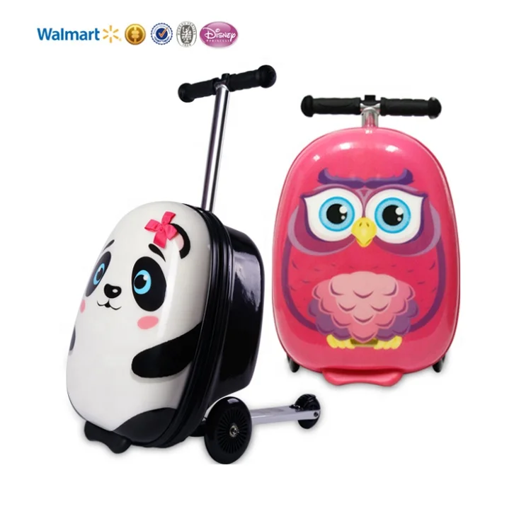 Cheap customized fashion egg shape 18inch suitcase rideable maletas kids foldable eva scooter suitcase