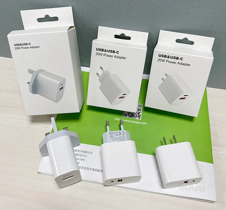 20W USB C Power Adapter for iPhone 14 13 12 Fast Charger 2-Port Wall Charger Power Delivery PD 3.0 with USB C and QC 3.0 USB A