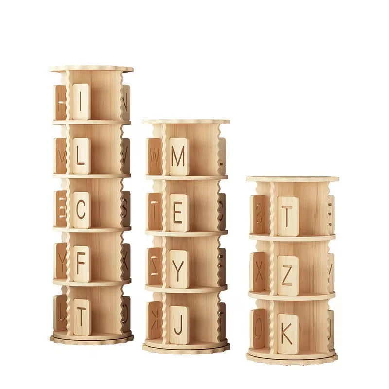 Деревянная вращающаяся книжная полка