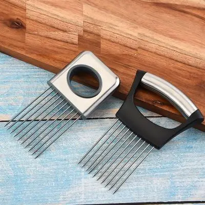 Onion slicing assistant stainless steel onion needle vegetable and fruit slicer tomato cutter onion cut