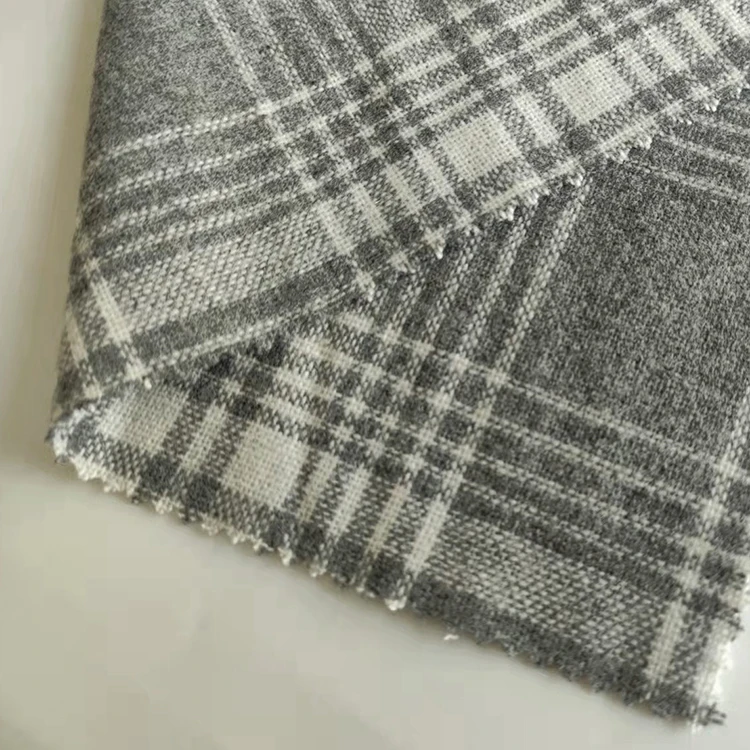 In stock Wool woolen Plaid yarn dyed woven flannel fabric
