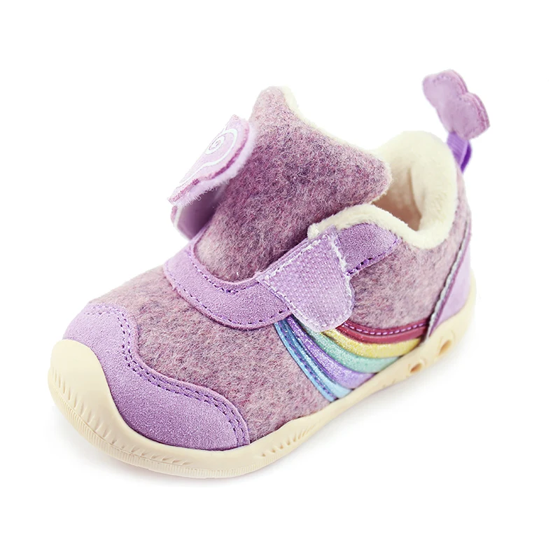 Фиолетовая детская зимняя Модная стильная дышащая прогулочная обувь для детей, школьная функциональная теплая обувь для первого шага для маленьких девочек