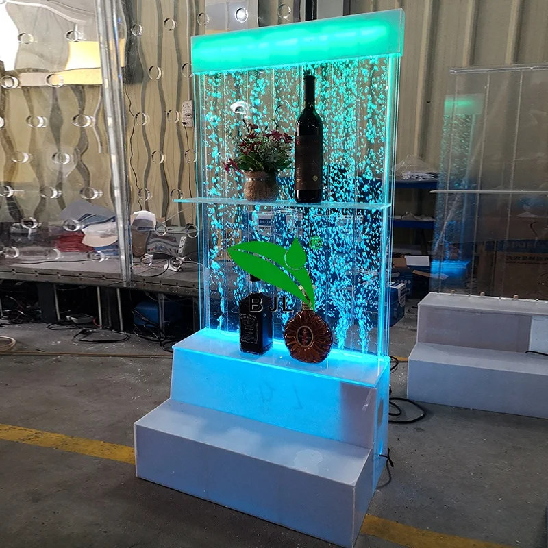 Современная Гостиная светодио дный светящийся воды пузырь стены аквариума вина шкафы бара