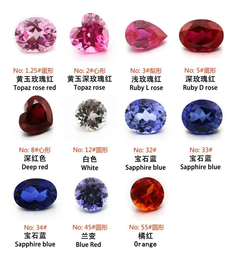 Synthetic Round Brilliant Cut Ruby Gems red corundum High Quality
