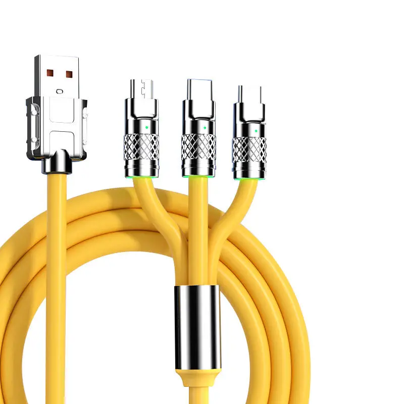 Universal Multiple Charge Cord 3 in 1 Multi Charging Cable 120W 6A Fast Charging USB Cable for iPhone Samsung Huawei Google