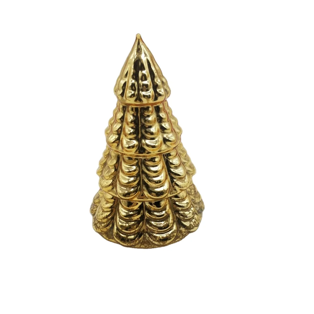 Battery Operated Led String Light Red Mercury Glass Christmas Trees Small Xmas Tree Shaped Blown Glass Ornaments For Table Decor