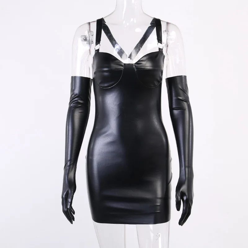 2021 Hot Sale Sexy Halloween Costumes Leather Dresses Fullbody Black Catsuit Catwoman Cosplay with PU Sleeves