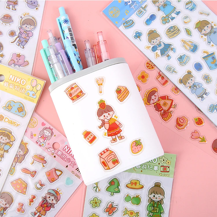 High Quality Custom Stickers Cute Cartoon Lovely Girl Stickers Custom Packing Stickers