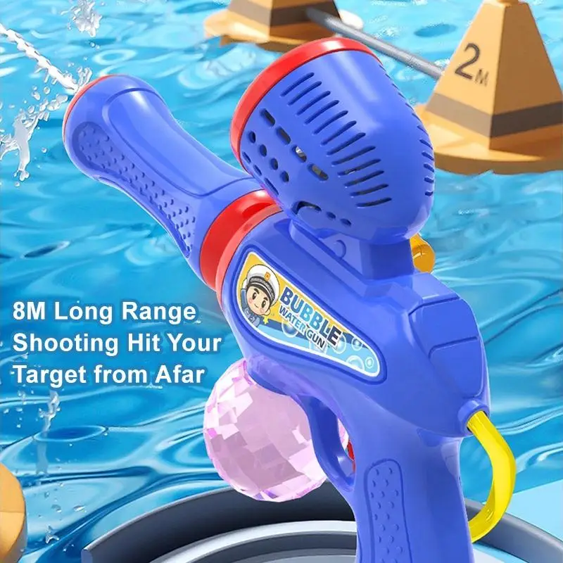 Bubble Machine Water Gun 2 In 1 Backpack Water Gun Toy Summer Outdoor Bubble Machine Game Toy Hand Held Pull Out Water Gun