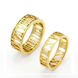 AFXSION Sale Roman number Ring Stainless Steel Classic Ring Men woman Couple rings