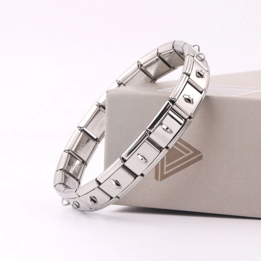 Wholesale 18pcs Module Italian Bracelet Stainless Steel Gold Italian Charm Bracelet Links With Hook