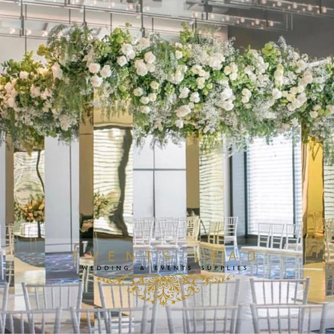 Luxury wedding events decoration gold mirror chuppah wedding backdrop