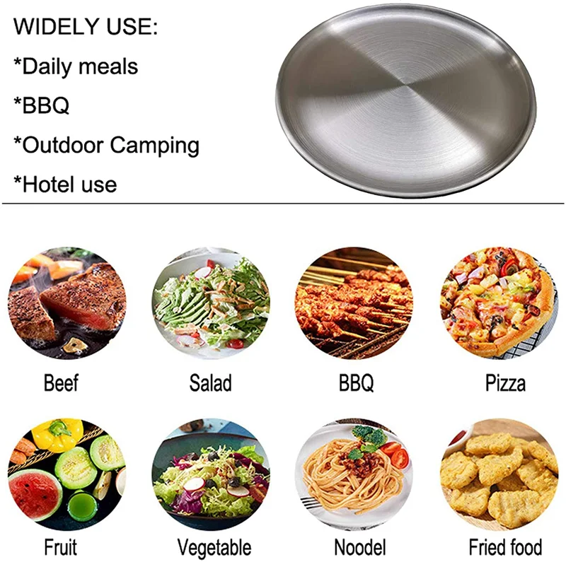  Dishwasher safety Reusable metal stainless steel dinner plates set wholesaleTableware Plates Dishes food
