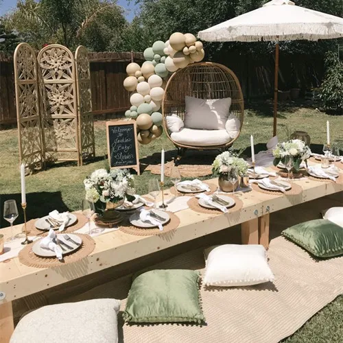 Dining Solid Party Wooden Birthday Modern Camping Slab LUXURY Event Garden Wedding Picnic Table