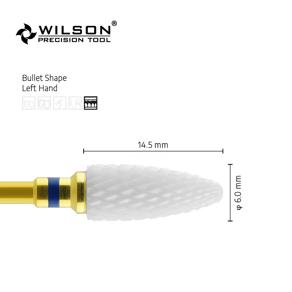 6605501 Low Vibration White Ceramic -  Zirconia Ceramic Burs / Dental bur Used For Acrylic/Plaster Left Handed Use
