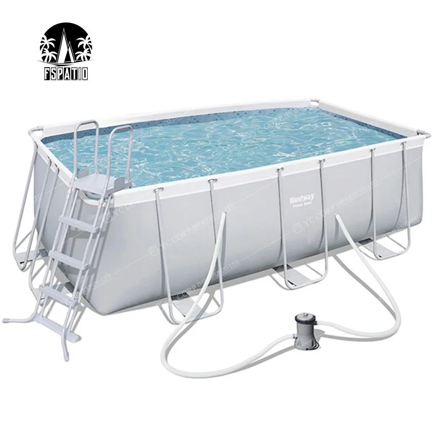 FSPATIO  Amazon hot sale  rectangular inflatable pools inflatables swimming outdoor above ground  metal frame swiming pool