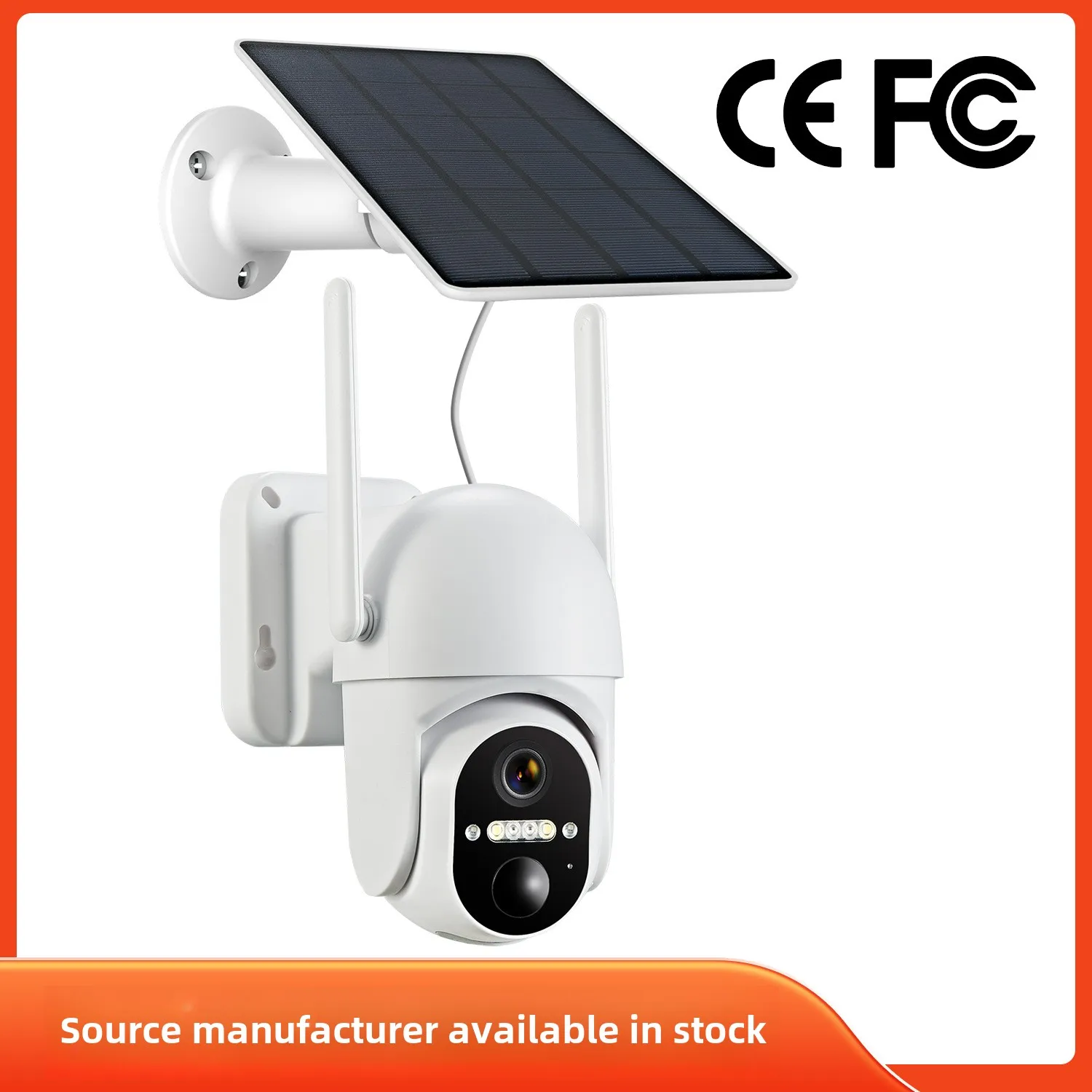 Intelligent Outdoor Wireless Solar CCTV 360° Panoramic 2K Colorful Night Vision Security Monitoring PIR Detection SD Card