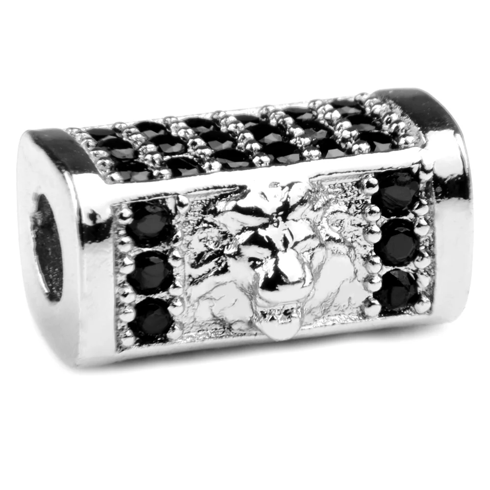Vintage Cuboid Big Hole Lion Charms Gold Silver Plated Alloy Animal Spacers Beads For Bracelet Jewelry Making