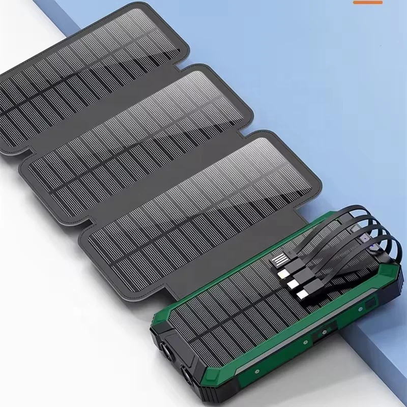 Shingle Portable 10000mAh Foldable Solar Panel Power Bank Wireless Outdoor Solar Charger with Lamp for Remote Areas