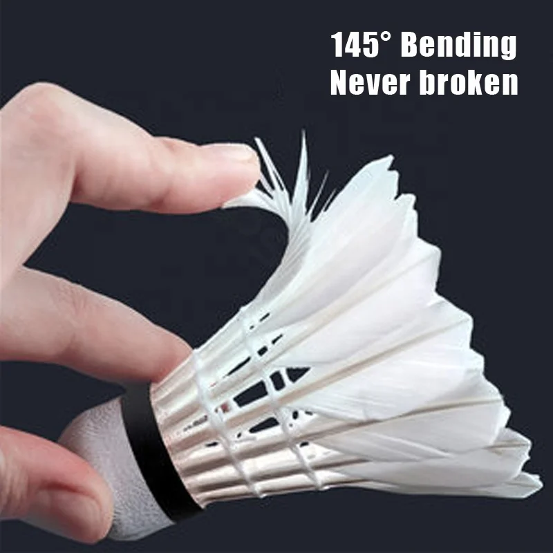 ALP 808 12pcs/Tube Shuttlecocks White Goose Feather 76-77 Speed Durable Badminton Ball Stable Flight Use For Training Sports
