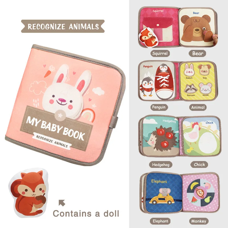 Jouet éducatif noir et blanc livre en tissu doux toucher sentir livres créatif Animal froissé quees toux tisslivre jouet